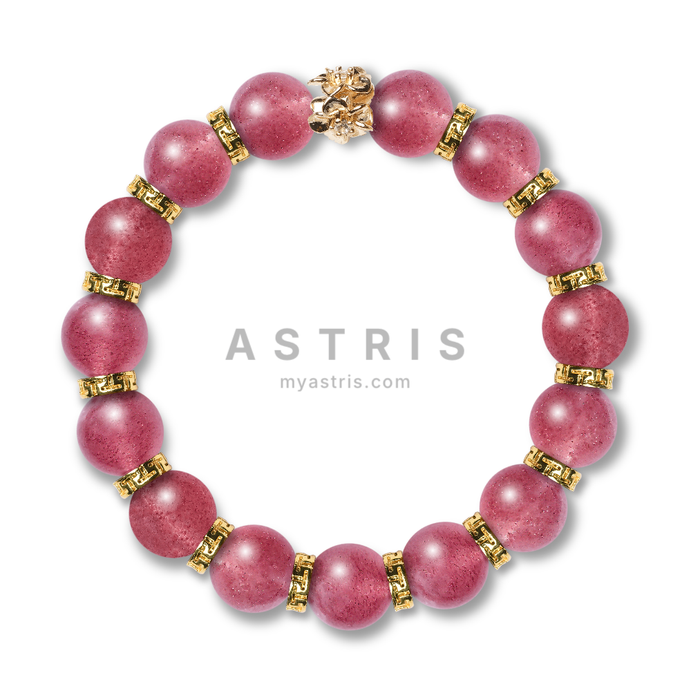 Red Strawberry Crystal-Gold Flower 