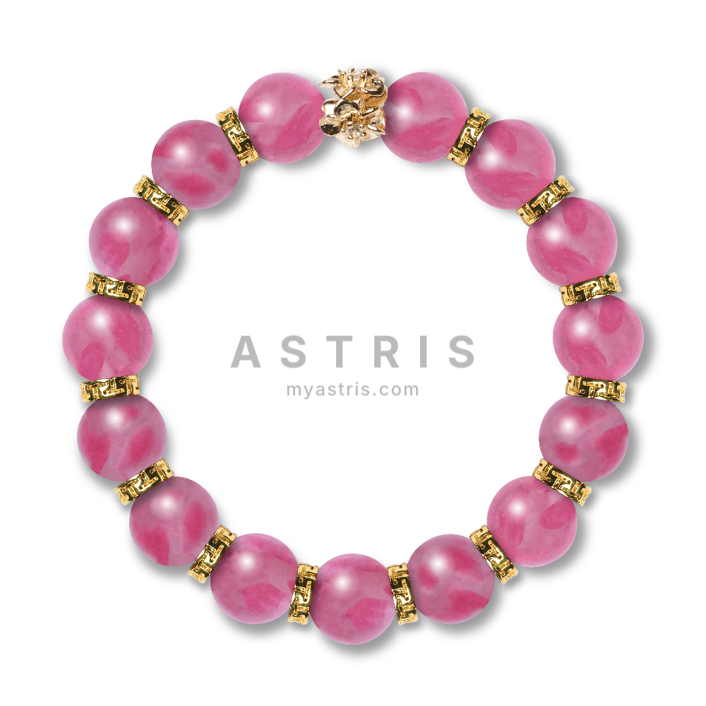 Cherry Blossom Rhodonite-Gold Flower