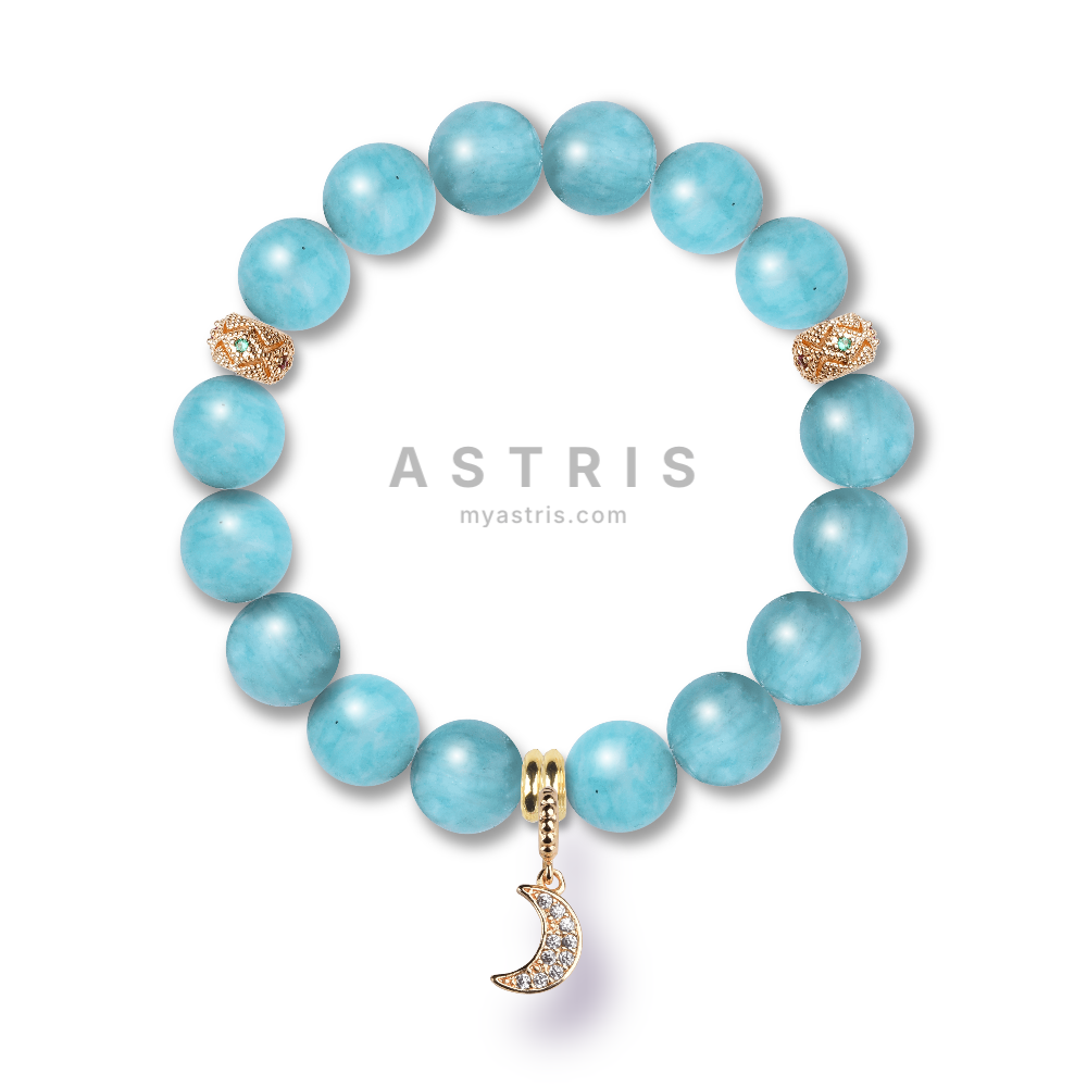 Amazonite-Zirconia Pave Moon